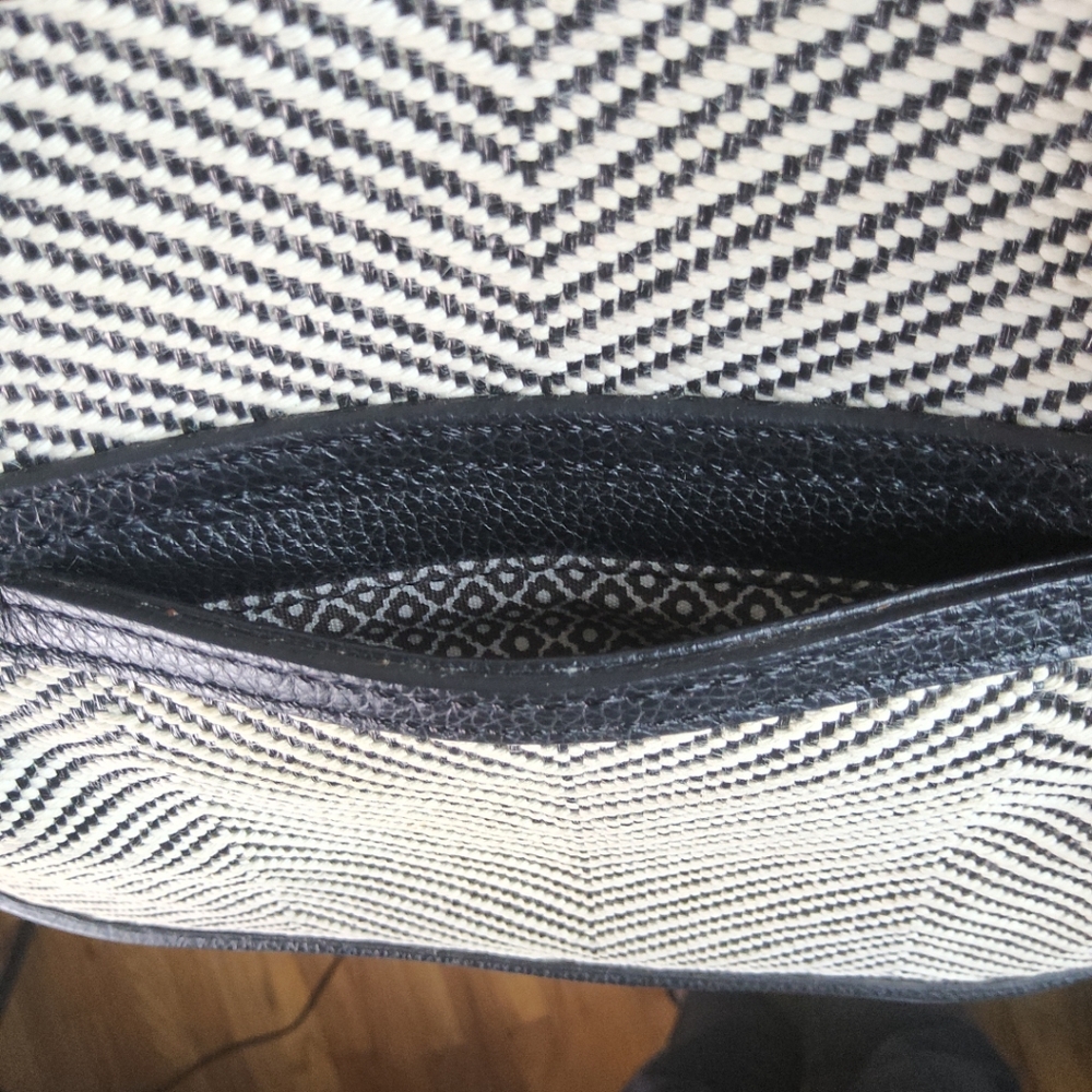 BRIGHTON Cala Tote Purse Blk & Wht Woven Black Leather Base ClassicCore ChicCore - Picture 11 of 12